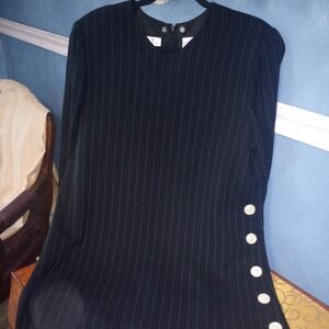 Liz Claiborne Black Pin Strips Career Dress.